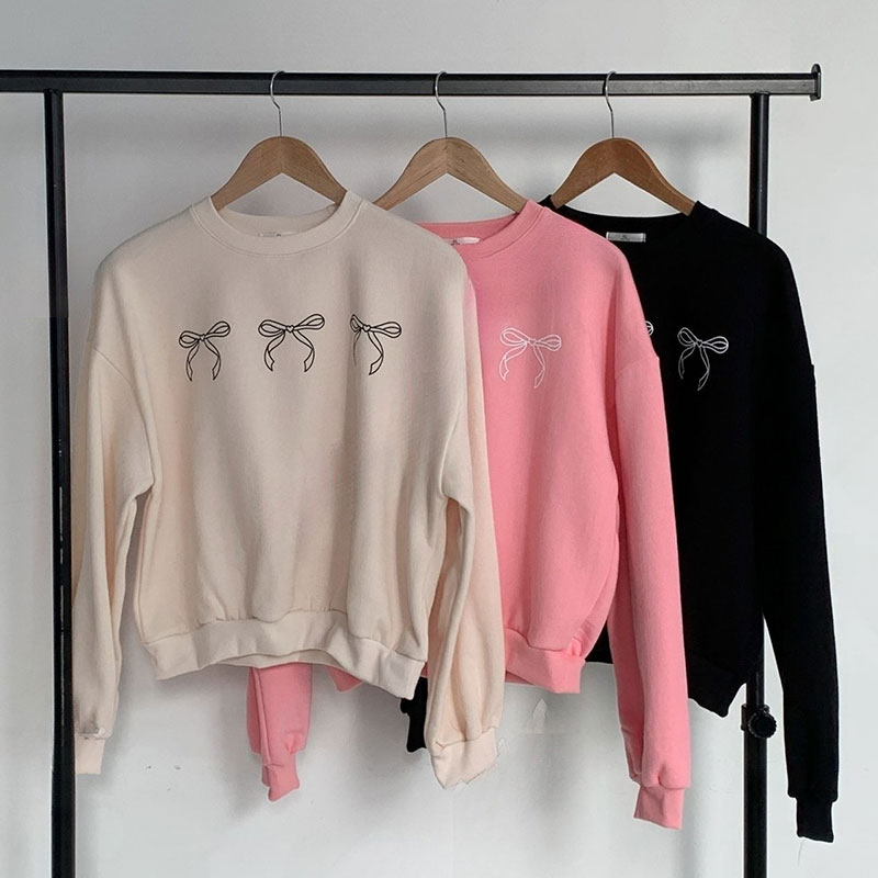 ANNAS 正韓蝴蝶結衛衣 長袖大學T 網紅穿搭 韓國蝴蝶結T 緞帶 小蝴蝶結 4