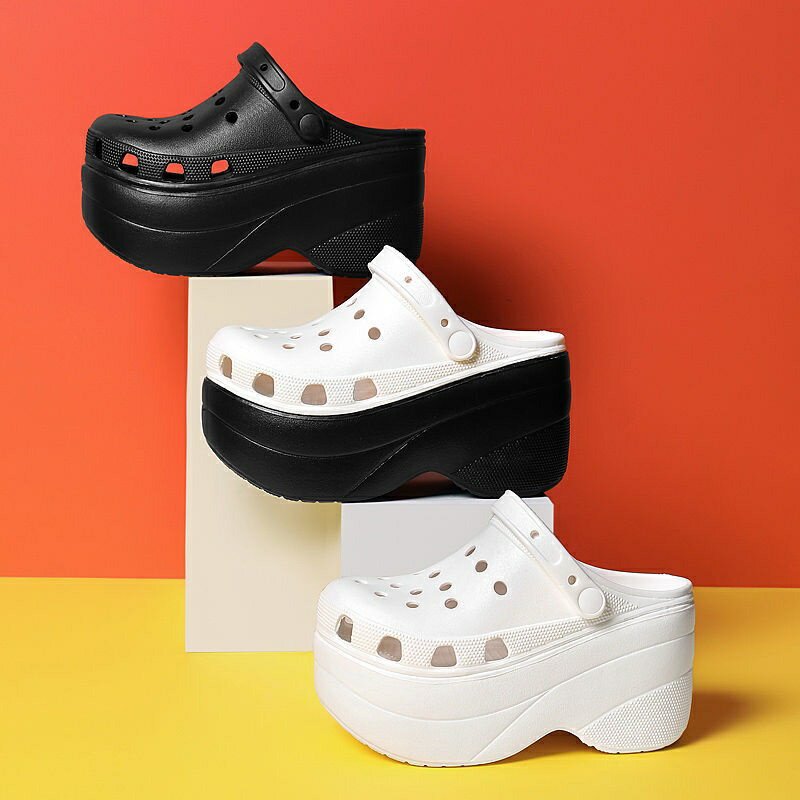 【增高10CM】超高跟厚底洞洞鞋增高外穿時尚女士沙灘鬆糕鞋（拍大一碼）