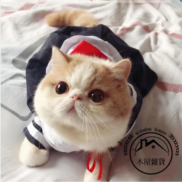 貓衣服連身裙貓咪狗狗可愛襯衫裙子薄款寵物制服裙水手服狗衣服【木屋雜貨】