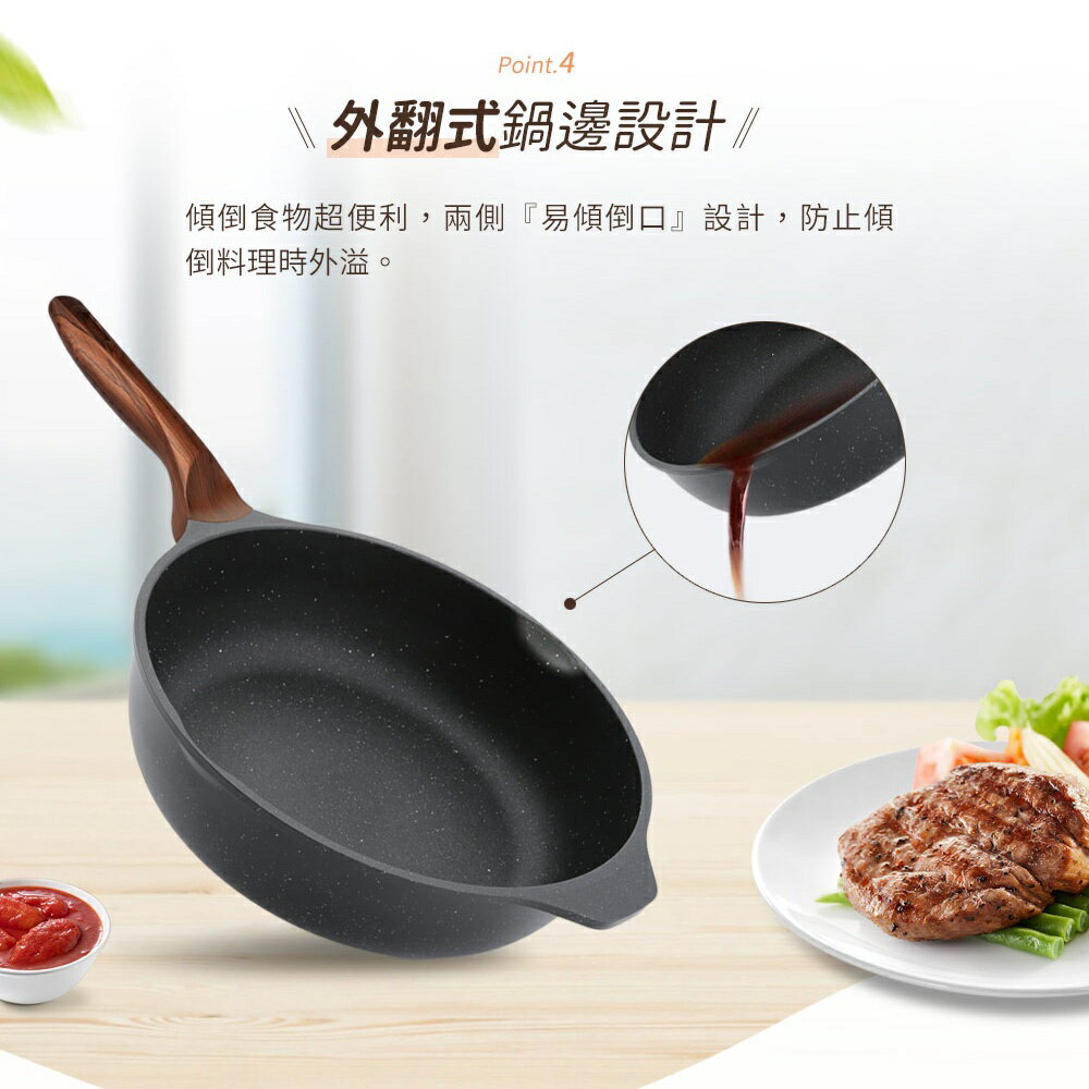 【美國MotherGoose 鵝媽媽】皮克超銀石不沾輕便平底鍋20cm 5