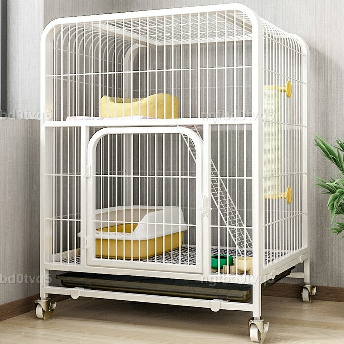 開立發票 免運 貓籠 貓屋 貓籠子 方管豪華閣樓式貓籠 貓窩 貓別墅 貓櫃 貓舍 家用室內 兩層別墅 廁所貓砂盆一體 不占地 1