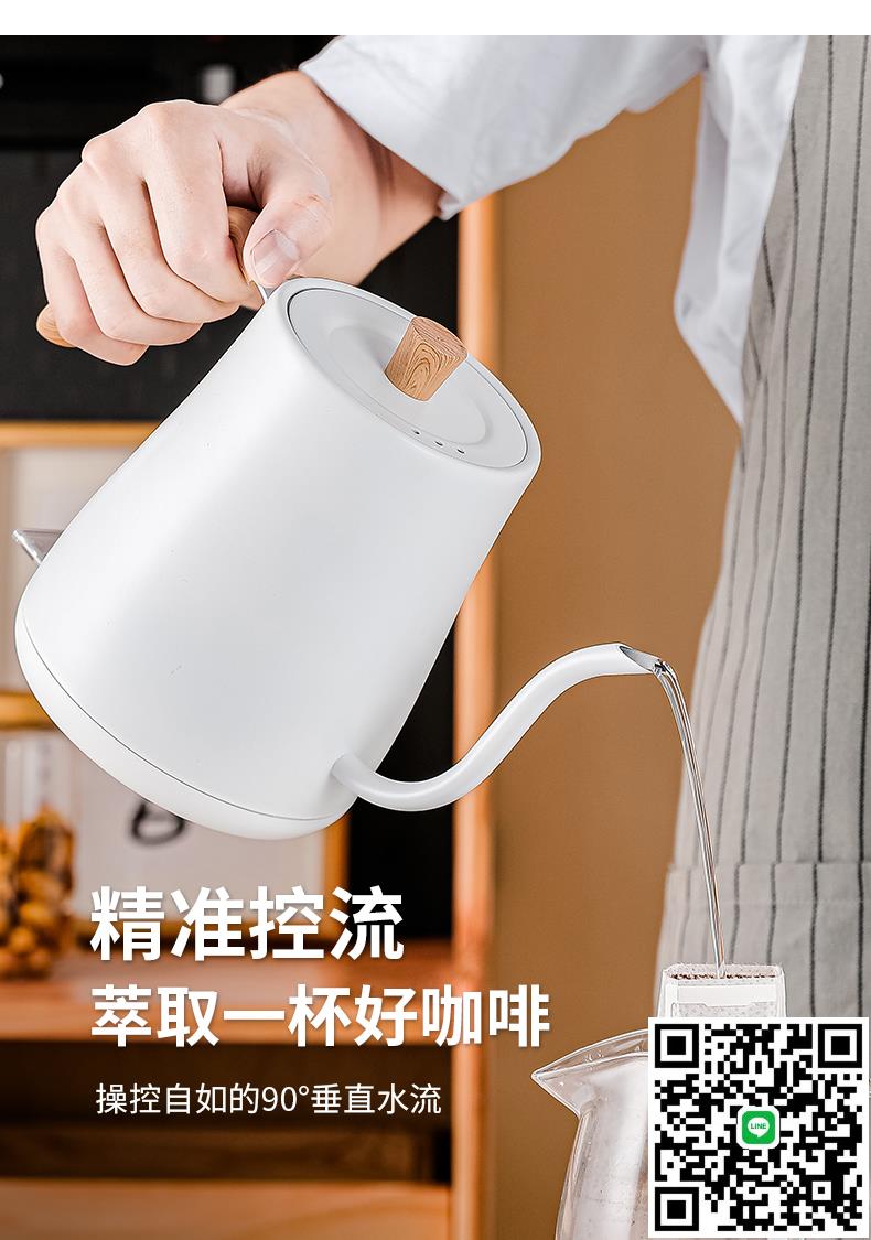 手沖咖啡壺110v電熱水壺細長嘴出口美國加拿大沖茶分體式自動斷電