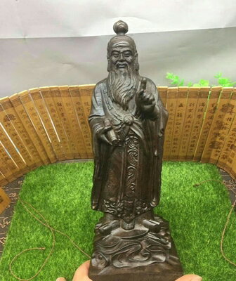 越南沉香木雕老子太上老君佛像擺件 木質工藝品禮品精品1入