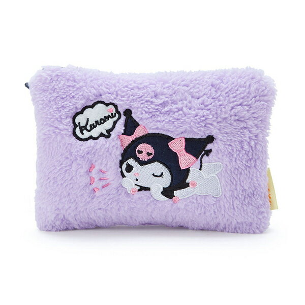 【震撼精品百貨】酷洛米 Kuromi~Sanrio 酷洛米扁平化妝包-紫絨毛#00839