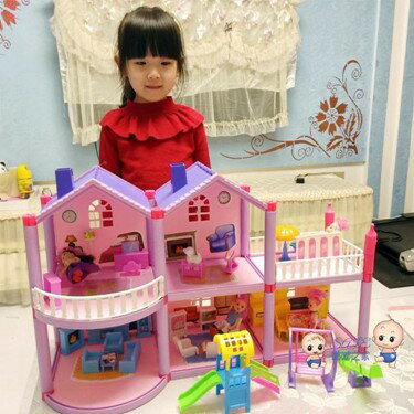 娃娃屋 兒童過家家拼裝娃娃屋別墅模型禮盒套裝公主城堡仿真房子女孩玩具T 1色 雙十一購物節