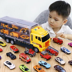 模型玩具車 兒童2-3歲0玩具車工程車套裝消防車合金小汽車模型男孩男童貨櫃車 雙十一購物節