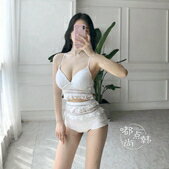 泰國高腰復古比基尼 蕾絲分體泳衣 女小胸聚攏鋼托 溫泉游泳裝 雙十一購物節