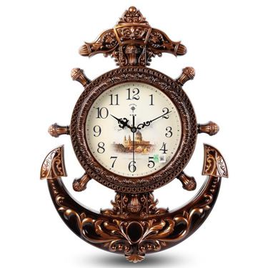 北極星歐式掛鐘創意靜音大號船舵鐘錶靜音復古石英鐘時尚掛錶 雙十一購物節