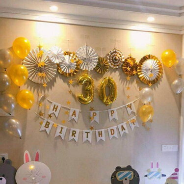 氣球 紙花球折扇掛旗拉條彩旗裝飾成人兒童生日派對裝飾布置氣球用品 雙十一購物節