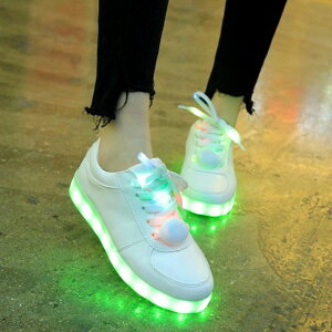 春夏韓版發光鞋女學生USB充電七彩燈夜光情侶 雙十一購物節