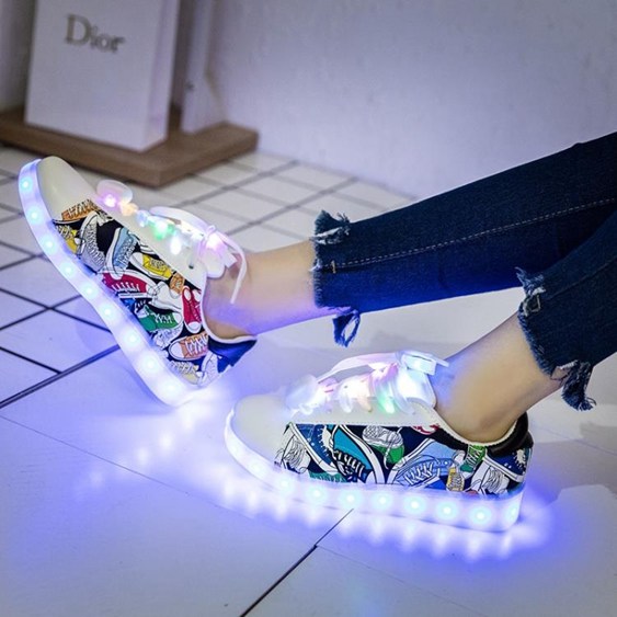 七彩發光鞋女閃光燈led鞋usb充電熒光鞋情侶 雙十一購物節