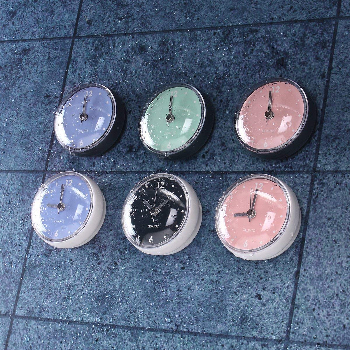 北歐小時鐘吸盤鐘防水浴室鐘廚房鏡子掛鐘 衛生間吸墻貼玻璃鐘表 3