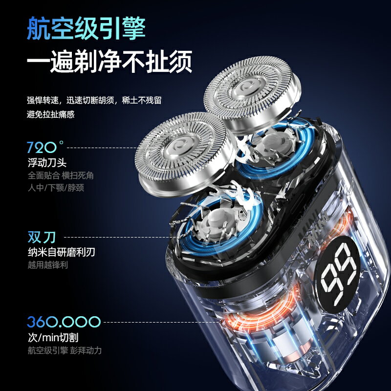 2024新款剃須刀男士電動充電迷你刮鬍刀行動式旅行多功能全身水洗