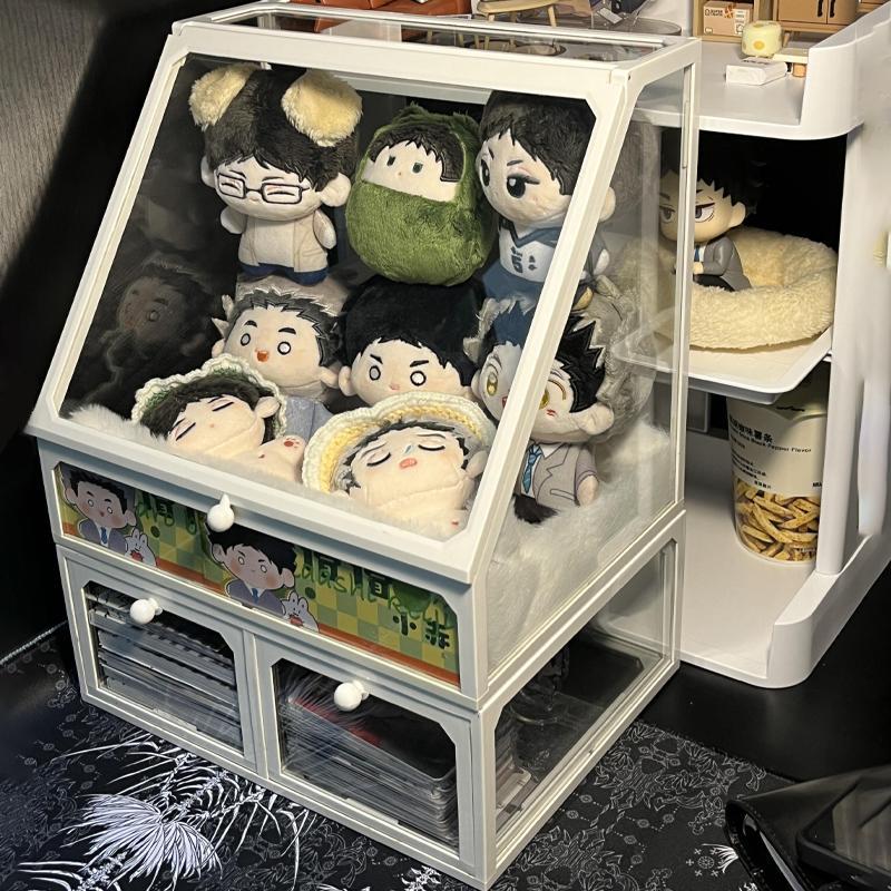 桌面玩偶盲盒收納棉花娃娃裝飾穀子整理盒亞克力抽屜式透明櫃儲物