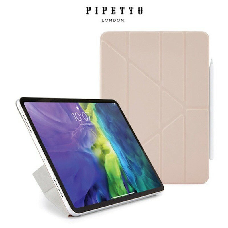 強強滾p-PIPETTO iPadPro11吋(2代)iPadAir10.9吋OrigamiFolio磁吸式保護套 粉色