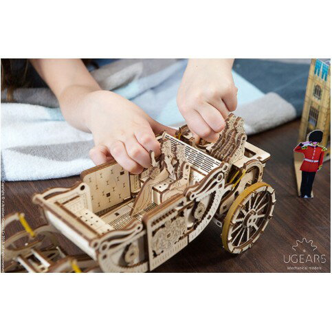 Ugears 自我推進模型 - 皇家馬車來自烏克蘭.橡皮筋動力.機械驚奇 ! 科學玩具 6