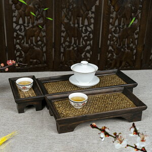泰國茶盤家用功夫茶具托盤客廳茶水盤實木茶托長方形水杯收納盤子