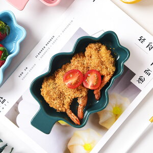 創意網紅餐具陶瓷北歐可愛碟子盤子水果早餐盤分格烤盤碟子分餐