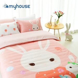 【myhouse】韓國超細纖維兩件式四季枕被組 - 兔寶家族
