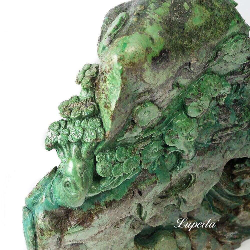大東山珠寶 天然孔雀石觀音 稀有天然收藏雕件 觀音擺件 1.8KG 2