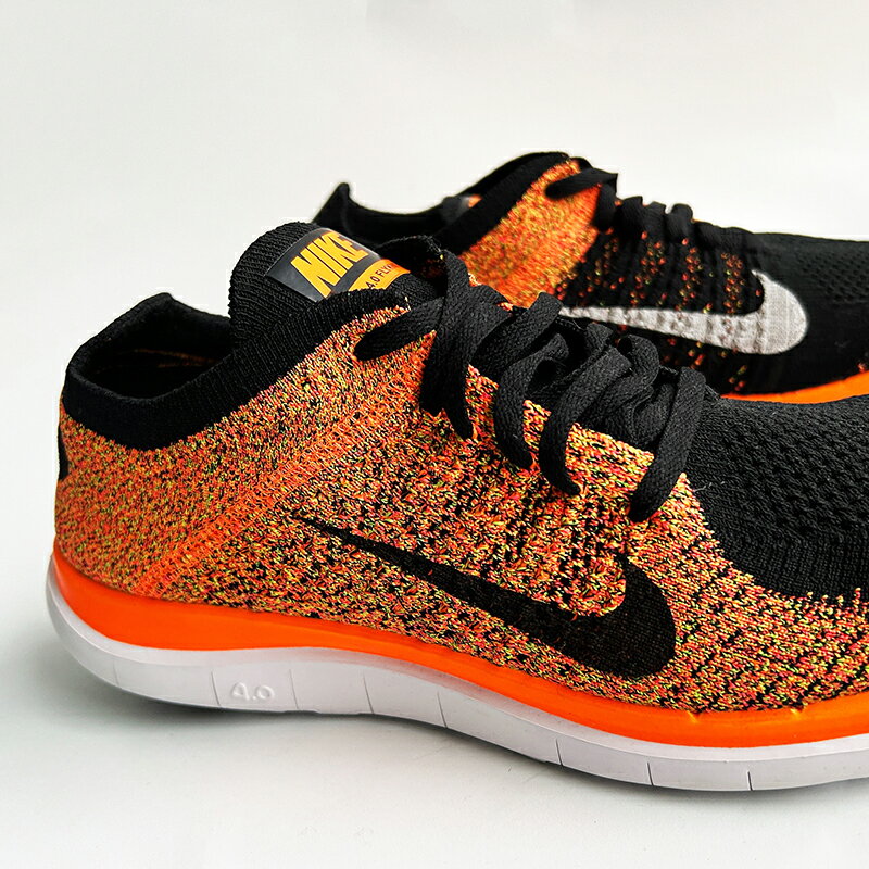 美國百分百【Nike】Free 4.0 Flyknit 耐吉 鞋子 慢跑鞋 運動鞋 球鞋 編織 螢光橘黑 男 G030 5