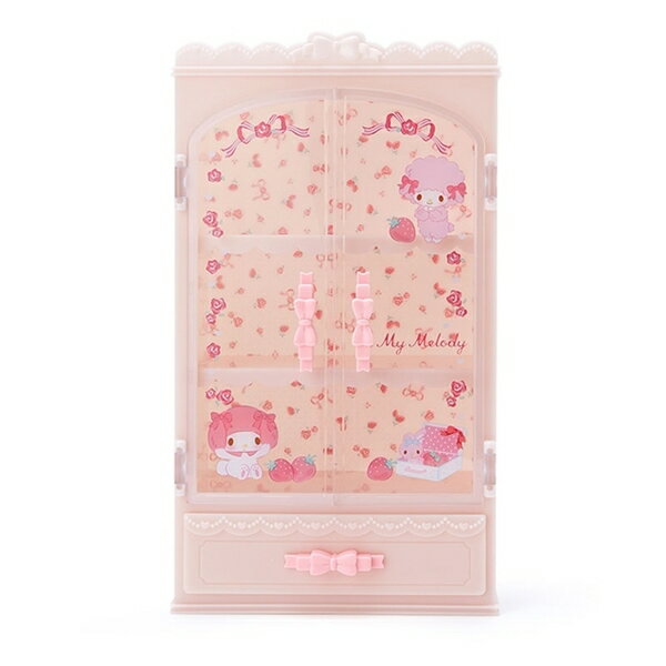 【震撼精品百貨】My Melody 美樂蒂~日本SANRIO三麗鷗 美樂蒂透明雙門三層小物收納櫃 (粉草莓款)*67442