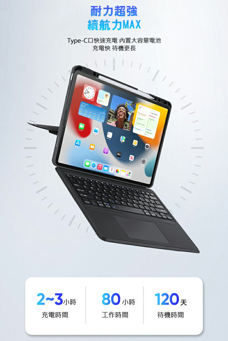 DUX DUCIS iPad Air 13(M2/M3)/Pro 12.9 (18~22) DK 鍵盤保護套(背光版) 平板保護套+實體鍵盤 磁吸分離式
