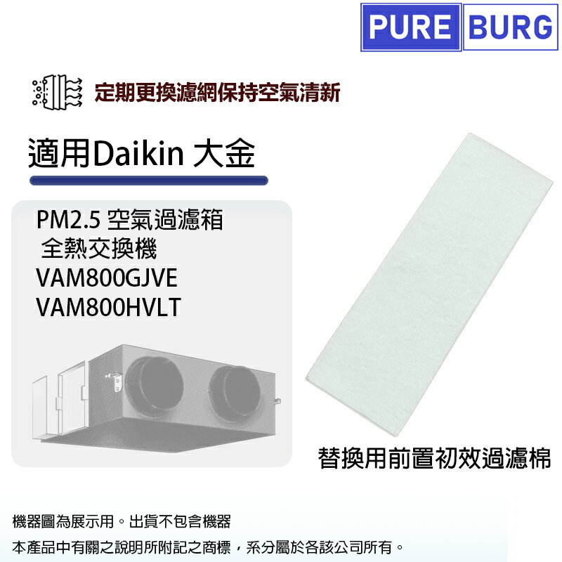 適用Daikin大金PM2.5空氣過濾箱/全熱交換機VAM800GJVE VAM800HVLT前置濾棉/初效濾網