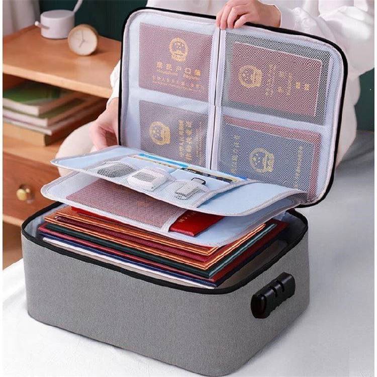 加厚證件收納包盒家用家庭多層大容量多功能箱文件護照整理袋卡包