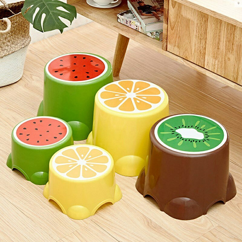 創意兒童小凳子家用加厚塑料換鞋凳矮凳子水果西瓜橙子板凳寶寶凳
