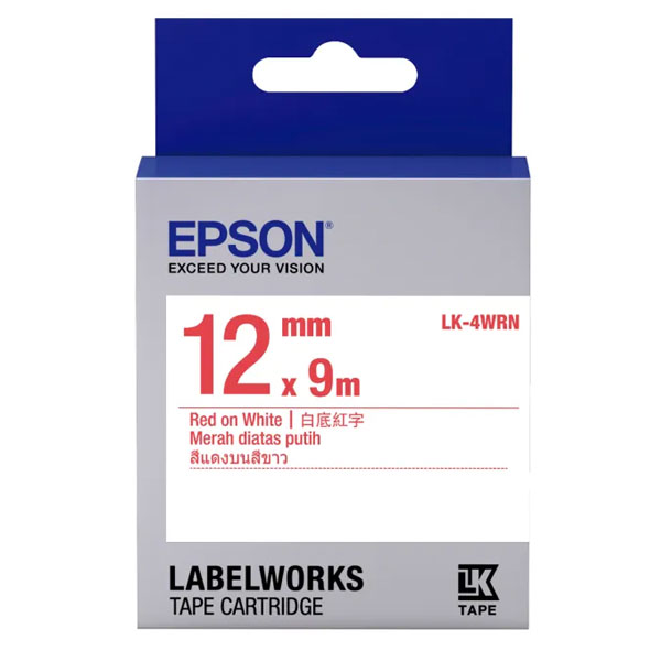 EPSON 標籤帶 (白底紅字/12mm) /個 LK-4WRN S654402