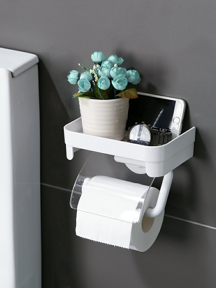 韓國創意衛生間紙巾架廁所紙巾盒浴室免打孔吸盤卷紙收納架置物架