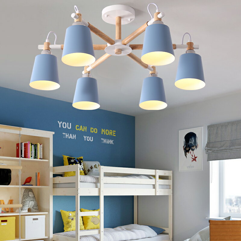 北歐木藝馬卡龍吊燈現代簡約創意大氣彩色客廳實木餐廳書房臥室燈