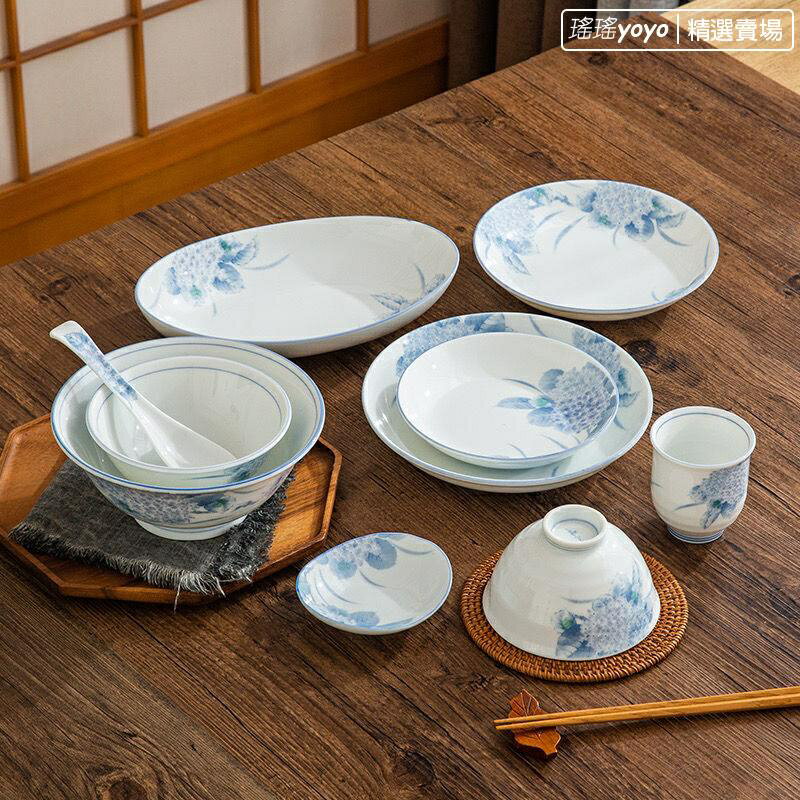免運 進口高檔2022新款陶瓷碗 新款青花陶瓷餐具 飯碗菜碟組合套裝 日本產美濃燒陶瓷碗盤碟杯 繡釉下彩餐具組合 特價出 可開發票