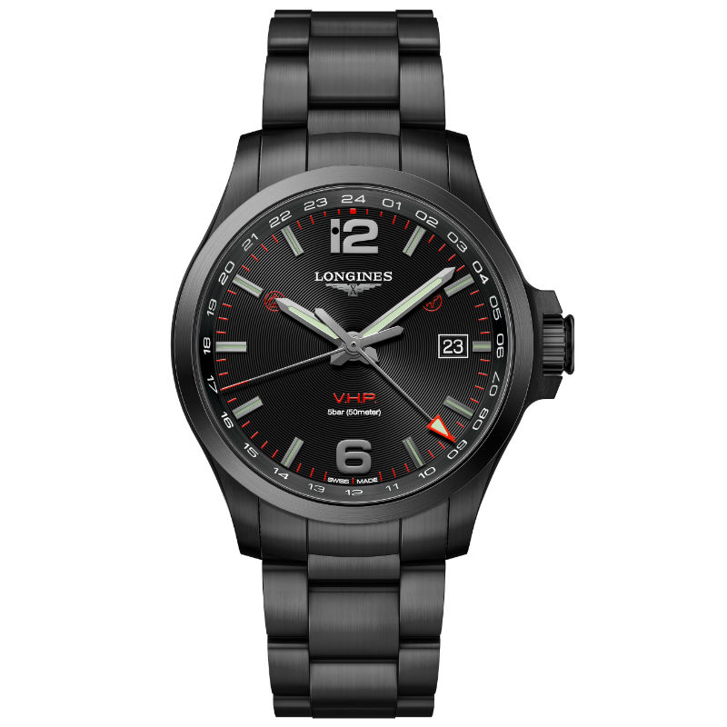 LONGINES浪琴錶 L37282566 Conquest V.H.P. GMT機械腕錶/黑面43mm