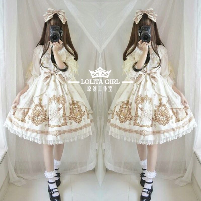 lolita日常連衣裙蘿莉塔套裝仙女兒童洛麗塔洋裝童公主中袖小女孩