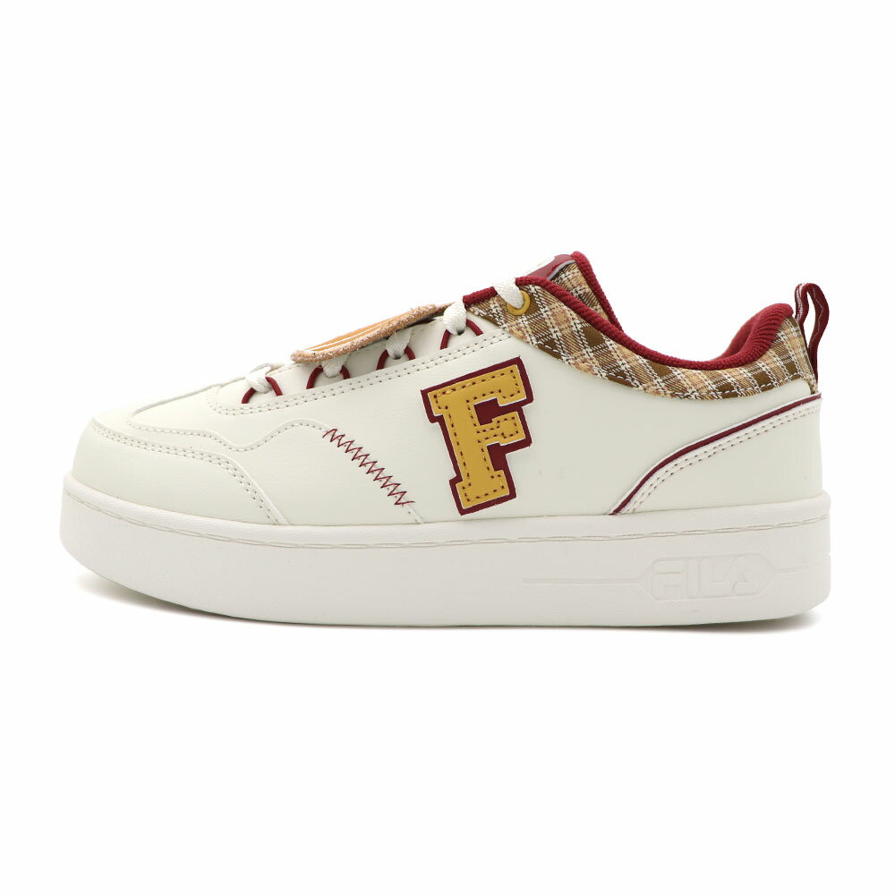 【全館滿額折】Fila Costume 白紅 皮革 厚底 運動 休閒 學院風 萬聖節 板鞋 女款 J2782【新竹皇家5-C902Y-729】