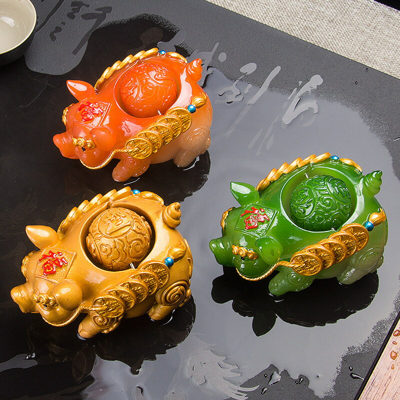 茶寵擺件精品可養變色可愛小豬喝水擺件創意茶臺茶盤金蟾茶具配件 3