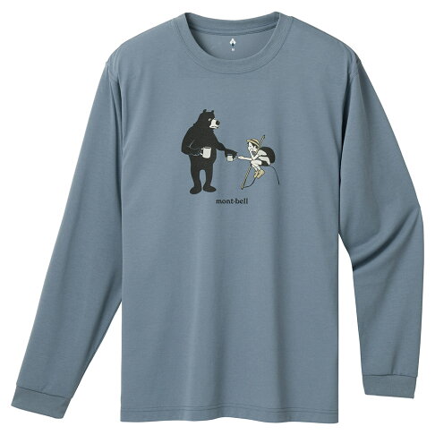 【【蘋果戶外】】mont-bell 1114769 BL 藍【男款】CHILD & BEAR 小孩與熊 Wickron 長袖排汗衣 排汗T恤 機能衣 0