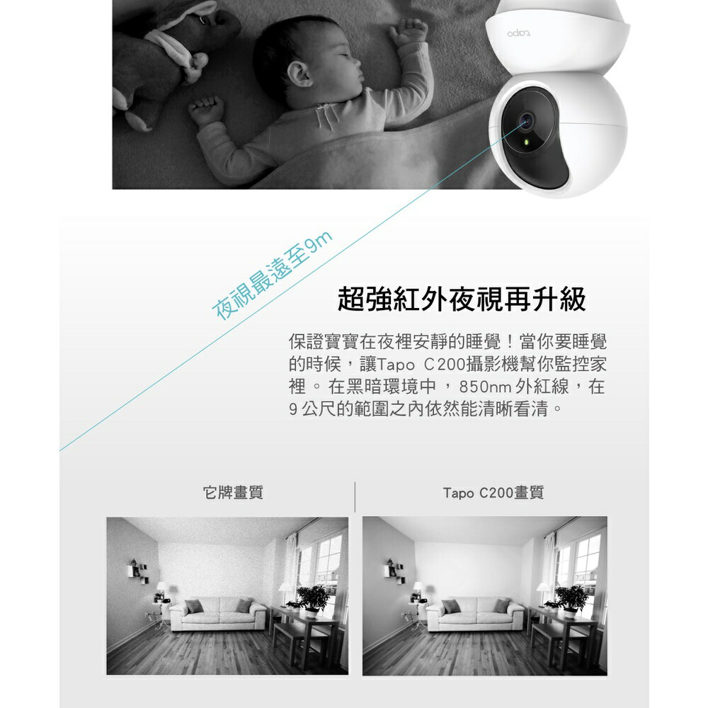 TP-LINK Tapo C200 旋轉式 WIFI 無線 1080P 雙向語音 IPCAM 網路攝影機 8