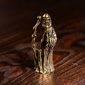 銅雕藝術達摩佛像小擺件黃銅微雕老樹達摩羅漢銅像銅手把古玩銅器