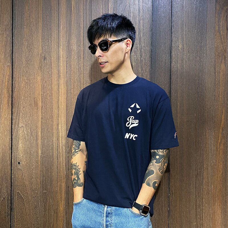 美國百分百【全新真品】極度乾燥 Superdry T恤 上衣 SD T-shirt 短袖 logo 短T 深藍 CC88