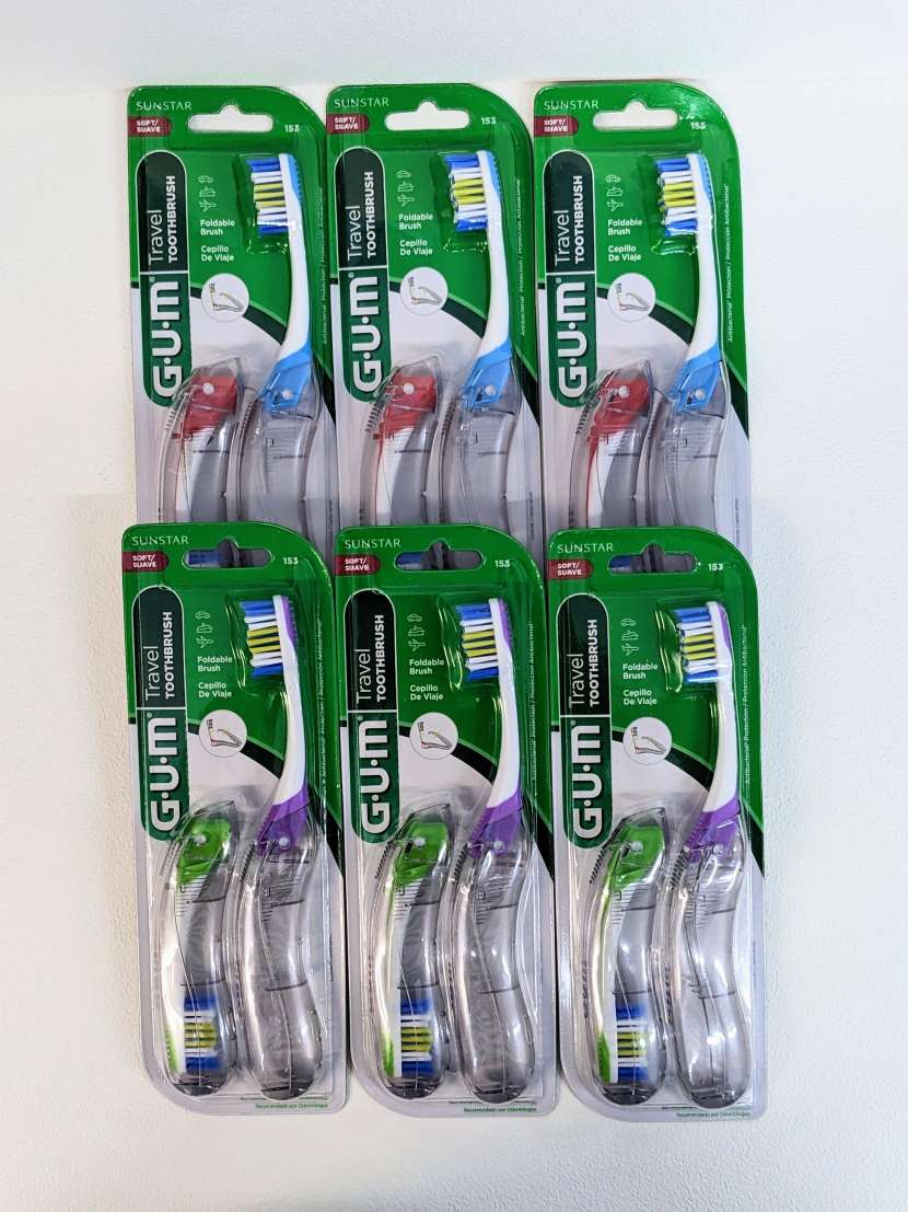 [3少量現貨] Sunstar GUM 旅行用折疊牙刷12支 - 6卡 x 2支 顏色隨機出 便攜旅行牙刷_FF4