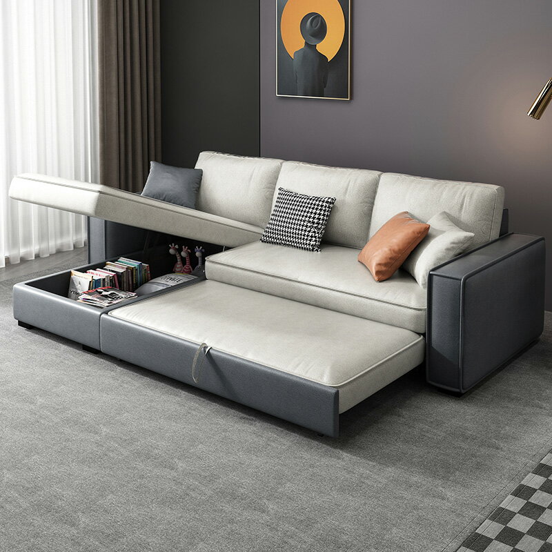布藝沙發床客廳多功能兩用折疊帶儲物現代簡約大小戶型可拆洗沙發