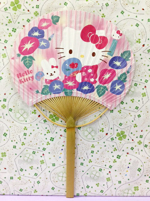【震撼精品百貨】Hello Kitty 凱蒂貓 KITTY扇子-紫藍和服#37193 震撼日式精品百貨