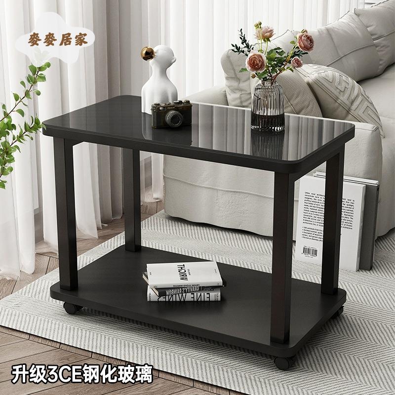 邊幾 沙發 邊櫃 客廳 家用鋼化玻璃 茶幾 小桌子 簡約現代陽臺喝茶小方桌[DD0503005]