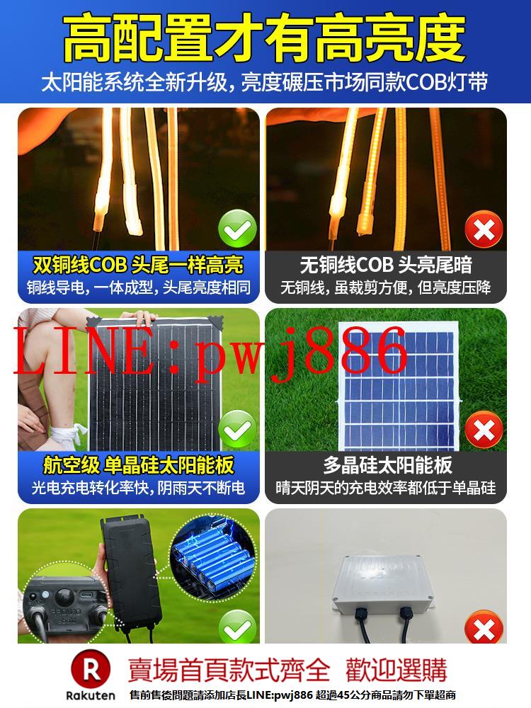 {公司貨 超低價}新款COB太陽能燈帶戶外防水超亮led線條燈自粘庭院花園陽臺氛圍燈 1