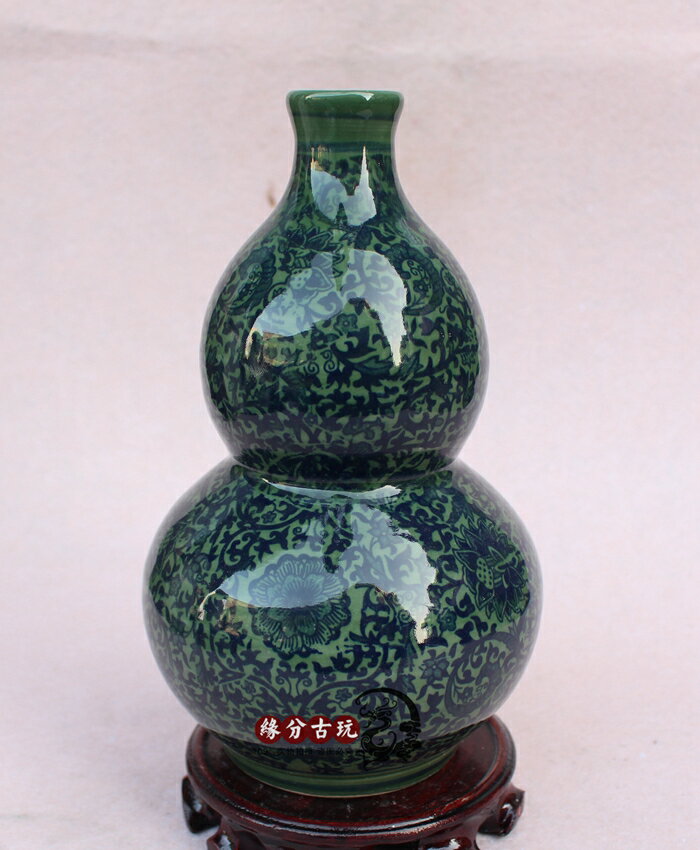 仿古青花瓷陶瓷器 水培花瓶擺件客廳 葫蘆花瓶 家居飾品簡約 花插1入