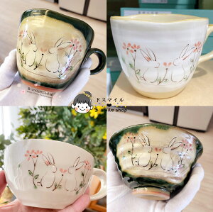 瀨戶燒手作陶瓷釉下彩可愛兔子馬克杯湯杯飯碗咖啡杯子