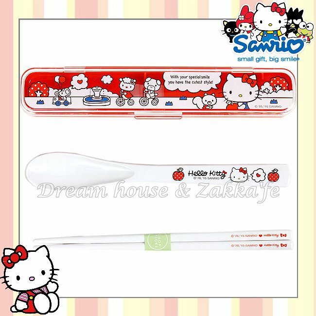 日本進口 sanrio 三麗鷗 Hello Kitty 環保筷子湯匙組/環保餐具組 《 附收納盒 》 ★ 日本製 ★ 夢想家精品家飾